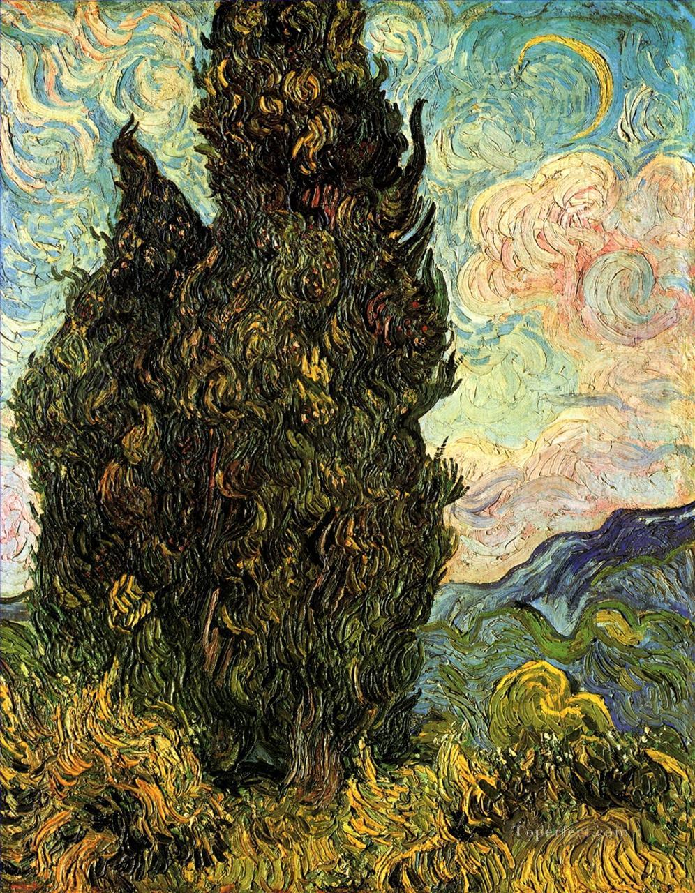 Two Cypresses Vincent van Gogh Oil Paintings